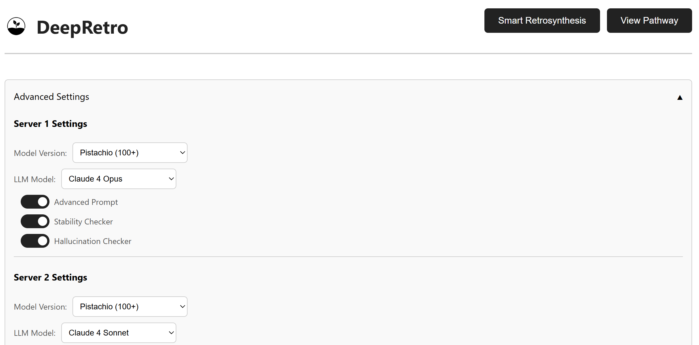 Advanced Settings Panel